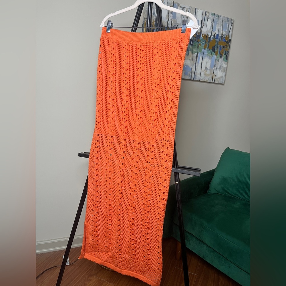 Olive + Oak Bayside Orange Maxi Knit Skirt